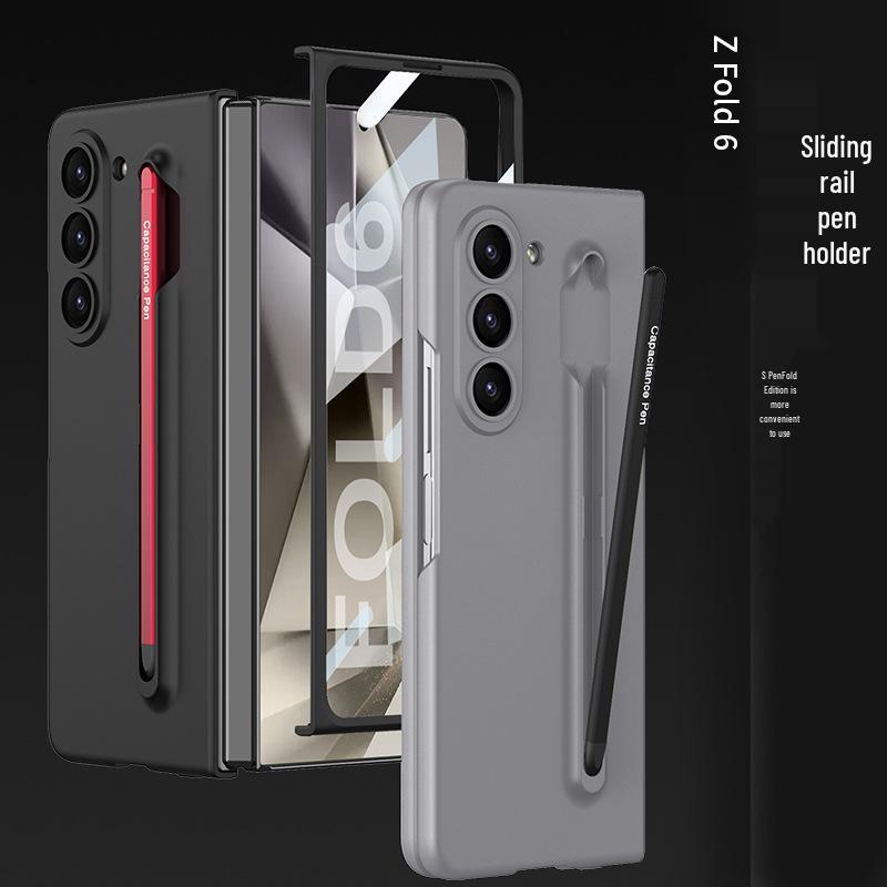 Samsung Z Fold6 Ultra-Thin Frosted Phone Case with Pen Slot - Solid Color Protective Cover
