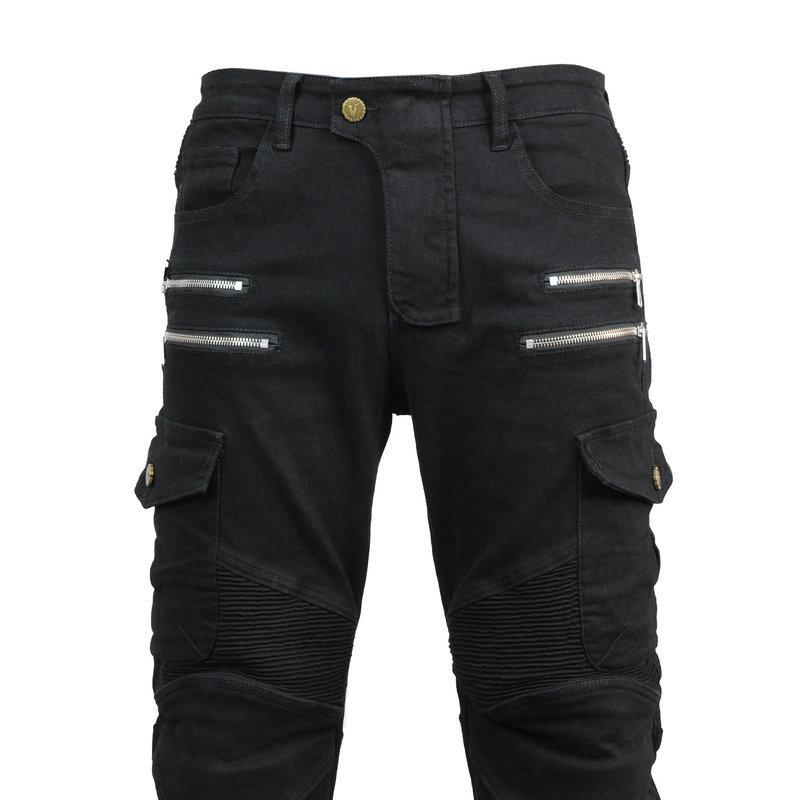 Herren Vier-Jahreszeiten Motorrad-Fahrjeans mit Schutzausrüstung, Lässiger Offroad-Reißverschluss-Stil, Sturzsichere Rennhose