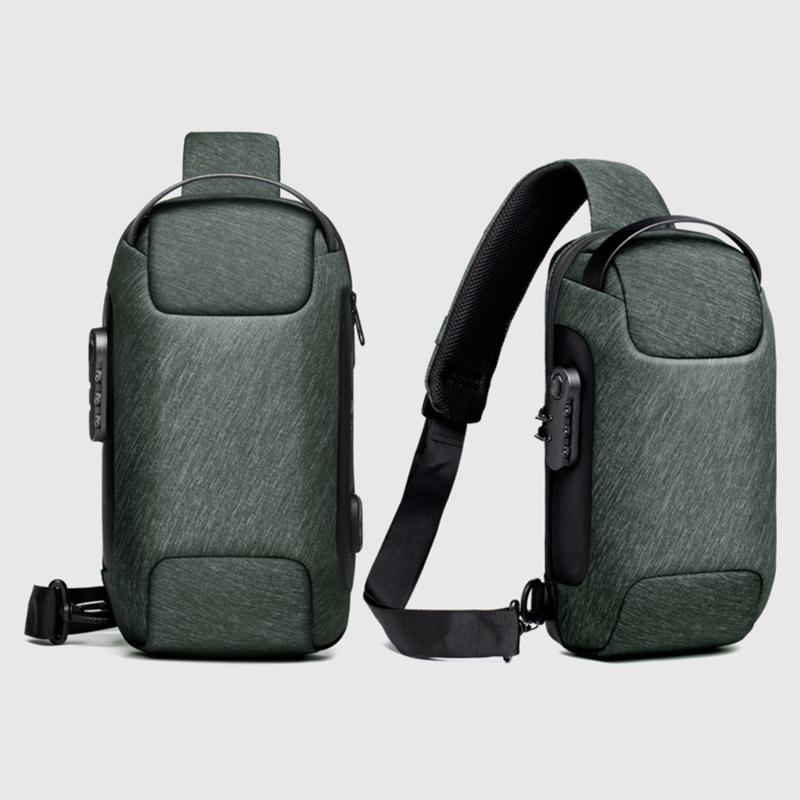 Men S Waterproof Usb Oxford Crossbody Bag Anti-Theft Shoulder Sling Multifunction Short Travel Messenger Chest Pack For Male