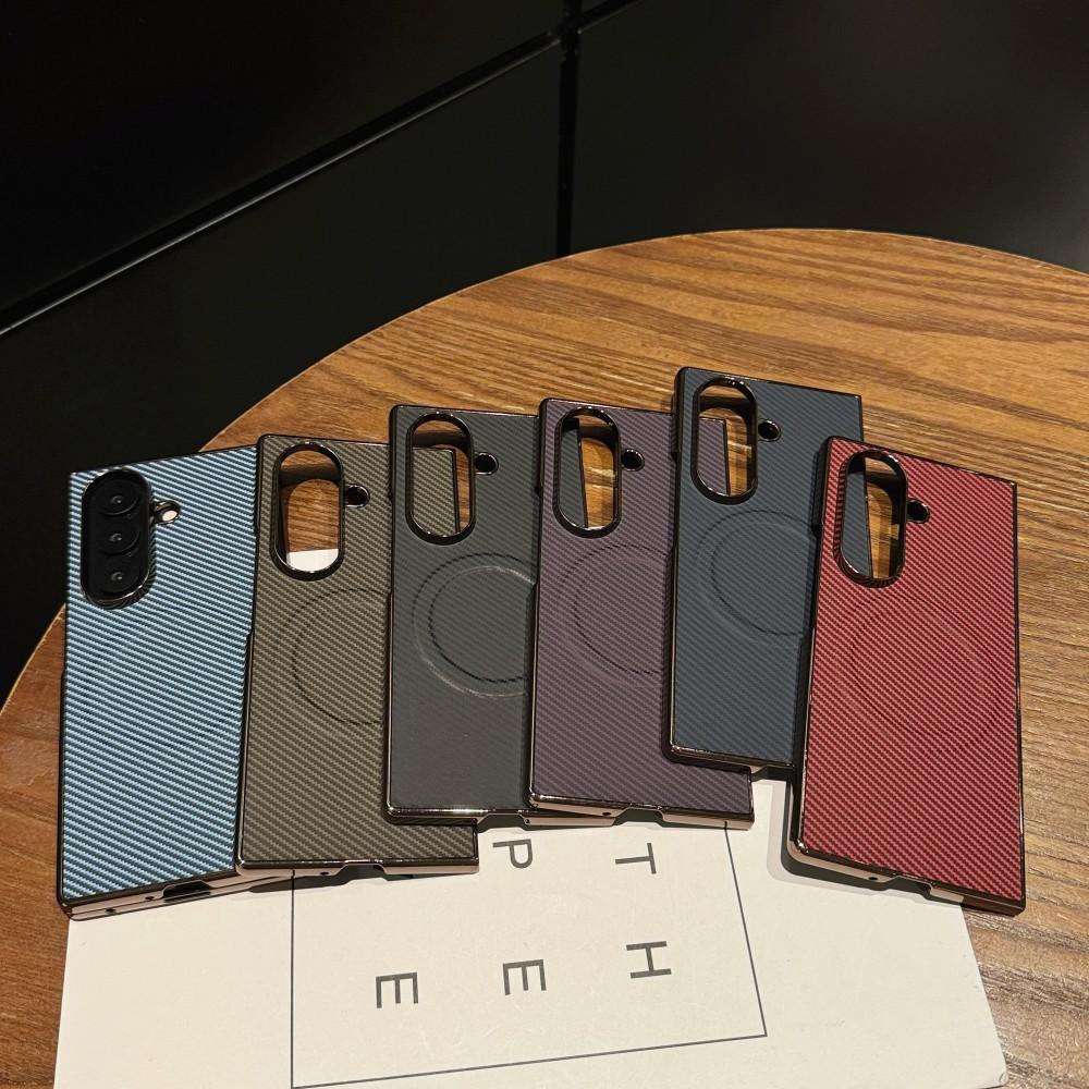 For Samsung Galaxy Z Fold 7 Case Hard Plating Carbon Fiber Magnetic Wireless Charging Protective Back Cover For Z Fold7 Shell
