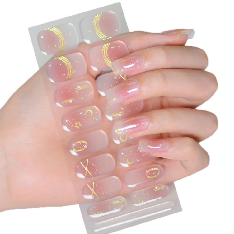 

Semicured Gels Nails Stickers UVs/LED Lamp Required Gels Nails Polish Wraps