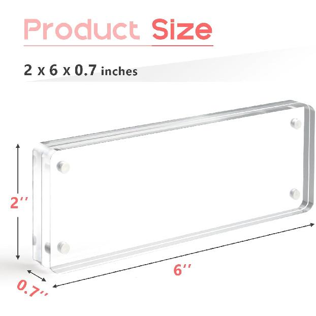 Vowcarol Photo Booth Frame 2x6 Picture Frame, Clear Acrylic Frame, Strong Magnetic 2x6 Acrylic Picture Frames, Free Standing Desktop Display- 1 Pack