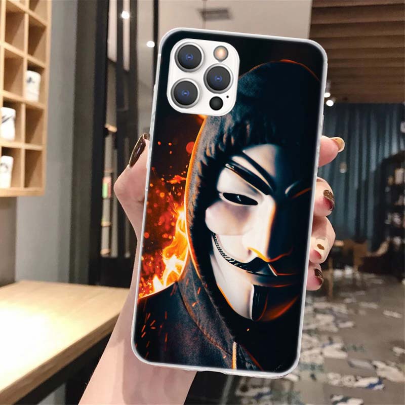 Anonymous V for Vendetta Mask Soft Phone Case For iPhone 17 Air 16 16E 15 14 Plus 13 Mini 12 11 Pro Max X XR XS 7 8 + SE 2020 Pa