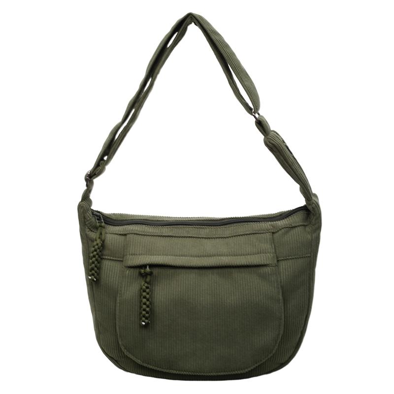 Borsa a spalla in velluto a coste da donna borsa a tracolla a tinta unita