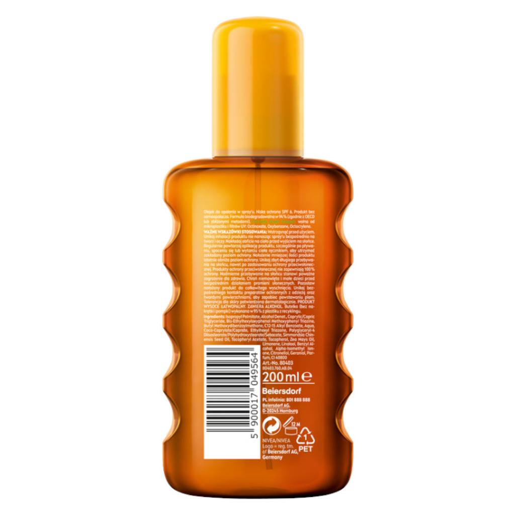 Nivea Sun Bronzo Intenso Olio Solare Carotenoidi Spf6 Spray 200Ml