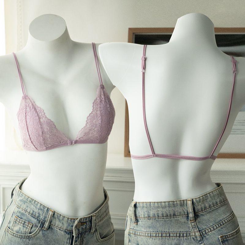 

Женский бюстгальтер в французском стиле с кружевными треугольными чашками, без косточек, с поддержкой, летний, ультратонкий, на бретелях, с застежкой спереди 36/80 фиолетовый