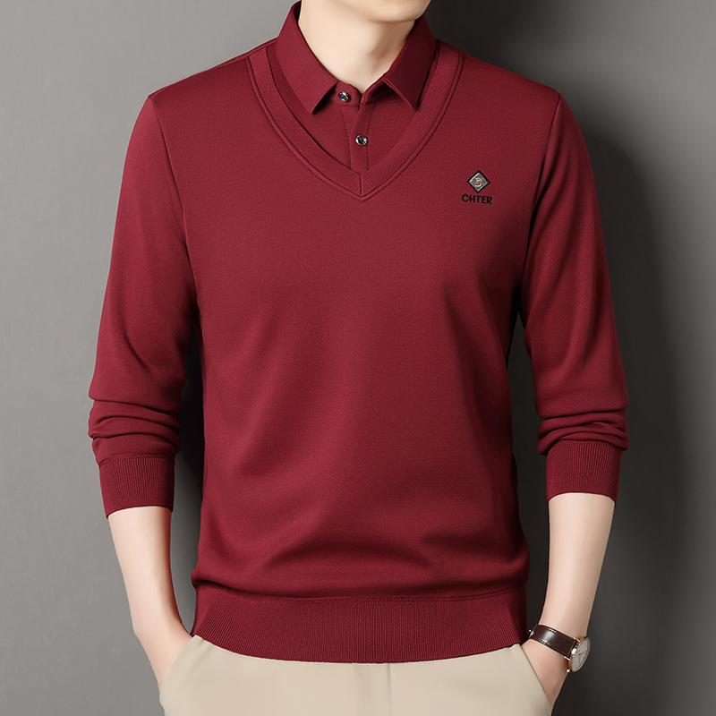 New Men's Fleece Lined Sweater Polo Collar Pullover Tops Fashion Business Causal Pullovers Korean Slim Fit Thick Winter Clothes