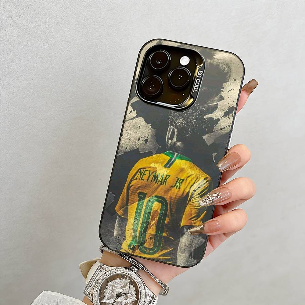 

Чехол для телефона в футбольной тематике с Неймаром №10 Для iPhone 17,16,15,14,13,12,11 Plus,Pro Max,XS, Цветной Серебристо-Черный Чехол iPhone12ProMax