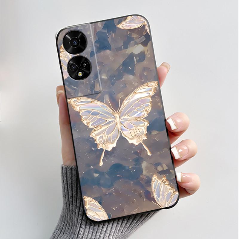 Printing Pattern Case For TCL 50 5G/TCL 50 XE Nxtpaper 5G/TCL 50XE 5G Soft Silicone Black Shell Cover Cute Flower Cartoon Casing