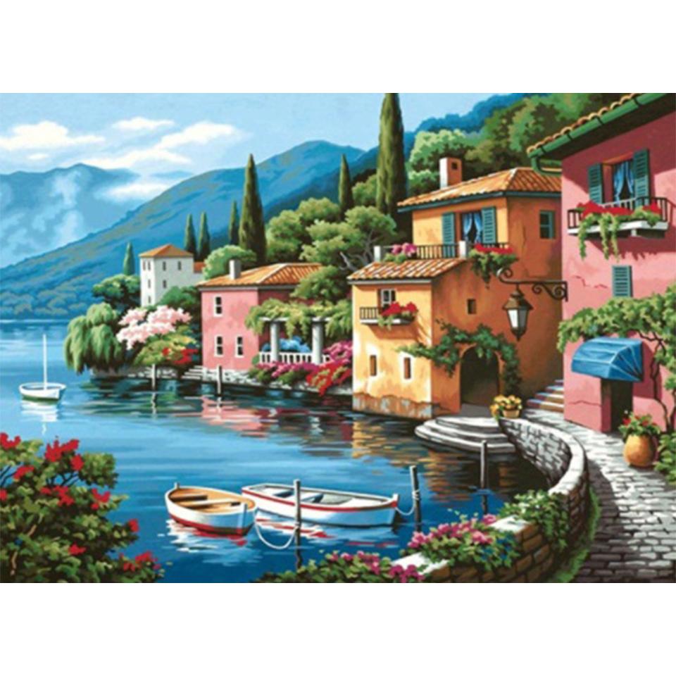 5D DIY Diamond Painting Landscape Full Diamond Embroidery Picture Mosaic Rhinestone Landscape Cross Stitch Kit Home Decoration
