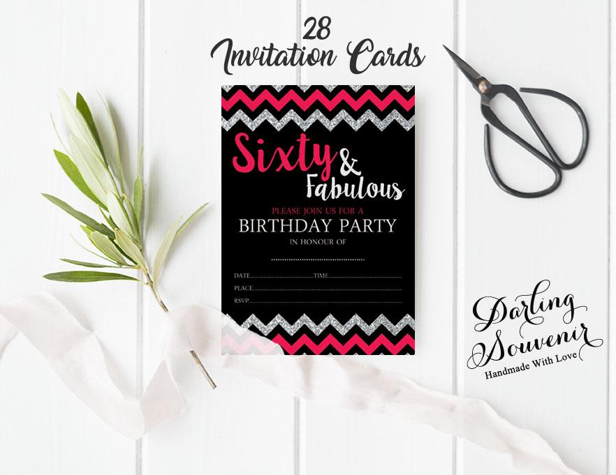 Darling Souvenir Black Birthday Invitation Card Printable Elegant Fill or Write In Blank Party Invites 28 Pcs 5 X 7