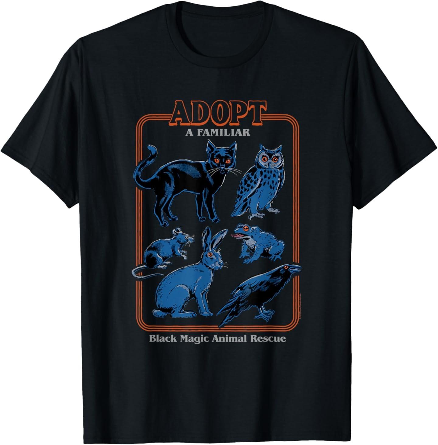 Steven Rhodes Black Magic Adopt a Familiar Retro Dark Humor T-Shirt S разноцветный