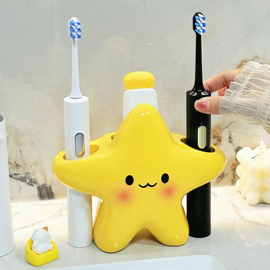 1/2Pcs Electric Toothbrush Holder with Anti-Slip Design Cartoon Star Shape Stable Placement Toothbrush Organizer Bathroom Accessory