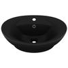 VidaXL Lavabo Ovale de Luxe à Trop-plein Vasque à Poser de Toilette Lave-mains de Salle de Bain Salle Cosmétique Noir Mat 146942