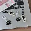 Cute Cartoon Kitten & Fish Keychain Pendant - Black & White Design for Backpacks, Couples, & Students
