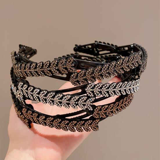 3/4Pcs Retractable Pocket Headbands Non-Slip Portable Telescopic Hair Hoops Rhinestones Wheat Decor Foldable