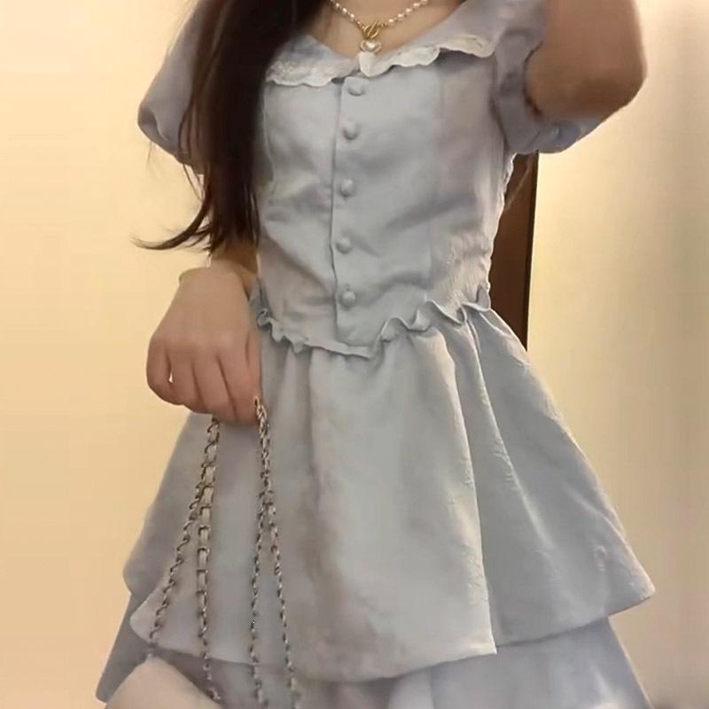 2026 French First Love Doll Collar Dress Women's Small Summer Fugitive Princess Cake Dress Waist Tutu