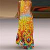 Retro Fashion Multicolor V-Neck Sleeveless Long Skirt Dress