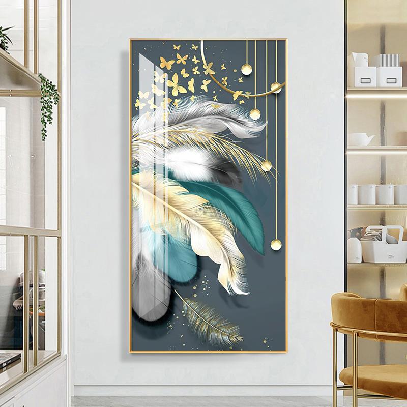 Nordic Luxury Decorative Painting Printed On Canvas Modern Feathers Posters Prints Wall Pictures for Porch Aisle Home Decor