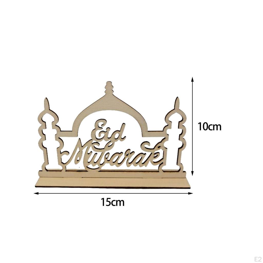Creative Eid Mubarak Decoration, Islamic Muslim Ramadan Ornament Art Crafts Wooden Slice DIY for