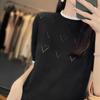 Lace Round Neck Hollow Knitted Sweater Short Sleeve Women's Summer Latest Stylish Loose Versatile T-shirt Contrasting Top