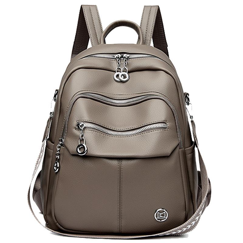 Fashionable Backpack New Style Versatile Backpack Trendy Soft Leather Women's Large Capacity Travel Bag