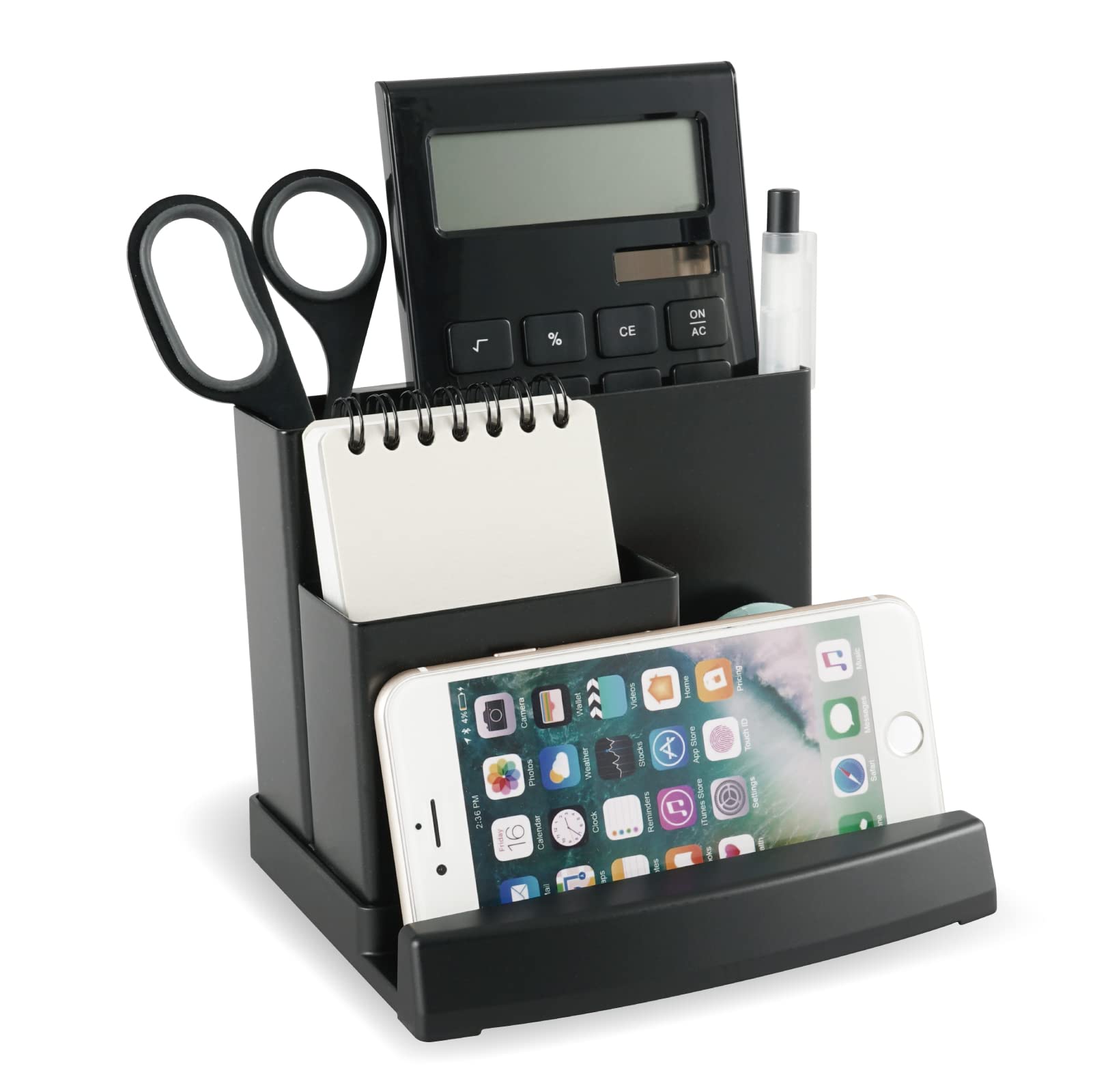 

Carl Office Desk Organizer, Tabletop Storage, Pen Holder, Steel, Black, TS-003-K