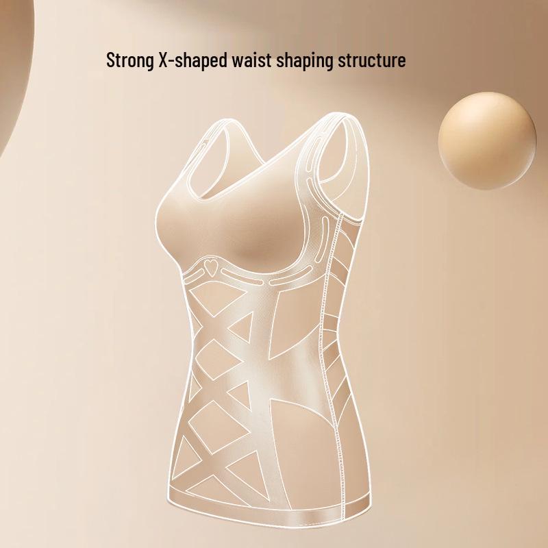 Women's Seamless Cross Compression Body Shaper Vest - Breathable, High-Elastic, Fixed Cup