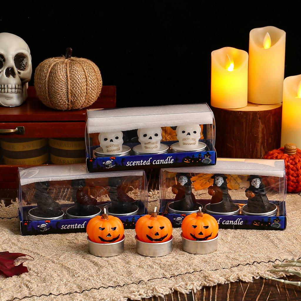 Halloween Candle Ornament Ghost Festival Party Arrangement Funny Pumpkin Skeleton Small Candle Photo Prop Candle