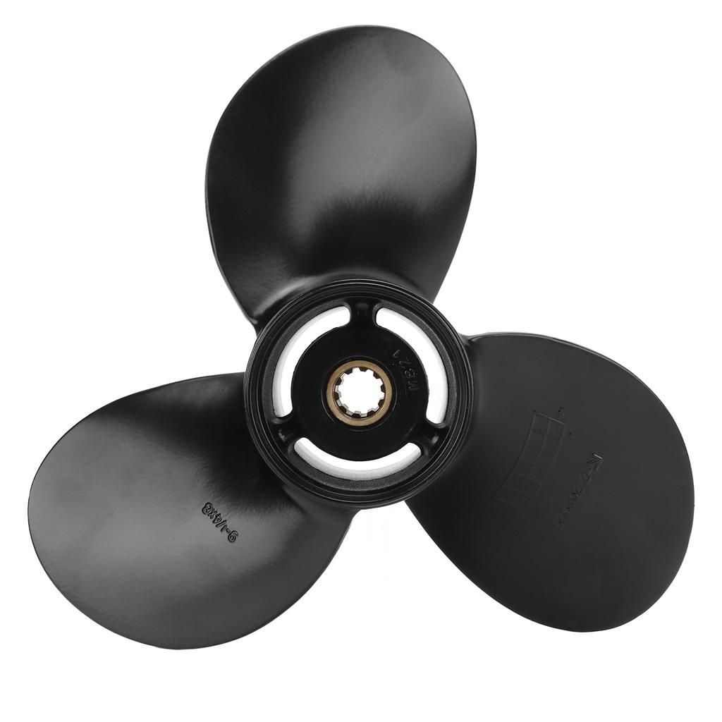 Outbord Propeller 9 1 4x8in 3 Blades 10 Splines R Rotation Aluminum Alloy Replacement for Suzuki 8‑20HP