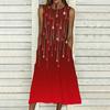Ladies Oversized Sleeveless Round Neck Dress Vivid Cluster Floral Printed Loose Midi Dress