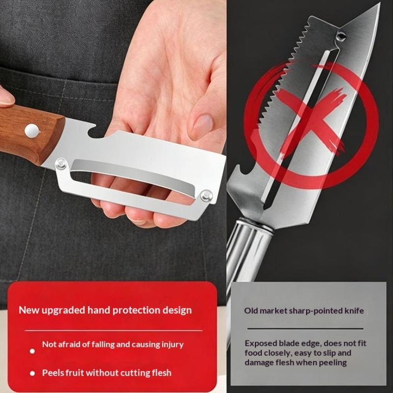 1Pcs Durable And Smooth Wooden Multi Functional Vegetable Peeler With Ergonomic Handle For Peeling And Slicing Fruits/Vegetables
