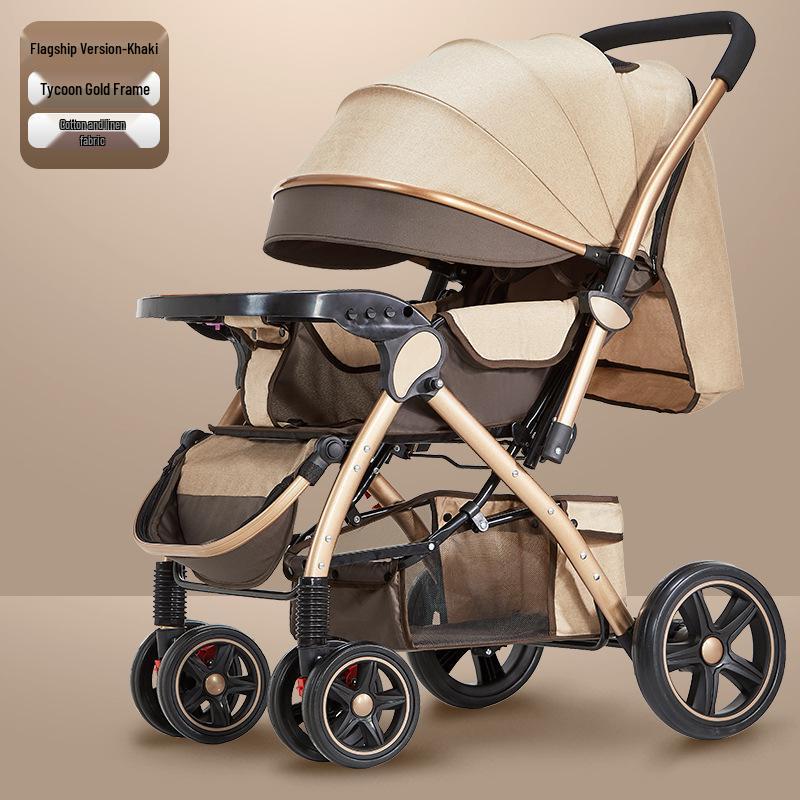 Lekki Składany Wózek Dziecięcy i Niemowlęcy z Regulacją Oparcia i Wysokim Stelażem