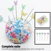 Colored Pins Floral Needle Holder Cotton Fabric Cover Pincushion Set  For DIY Crafts
