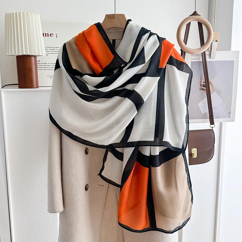 Oversized Korean Linen Shawl Dual-purpose Silk Scarf Travel Photo Sun Protection Beach Towel Extended Scarf Women's Versatile