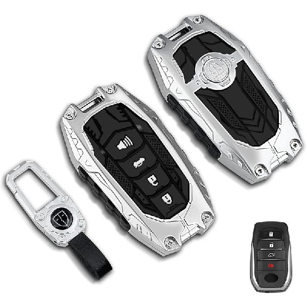 Heavy Metal Key Fob Cover For Toyota, Zinc Alloy Full Protection Car Key Case Fits For 2024 2025 Land Cruiser Highlander Corolla Cross Tundra Venza