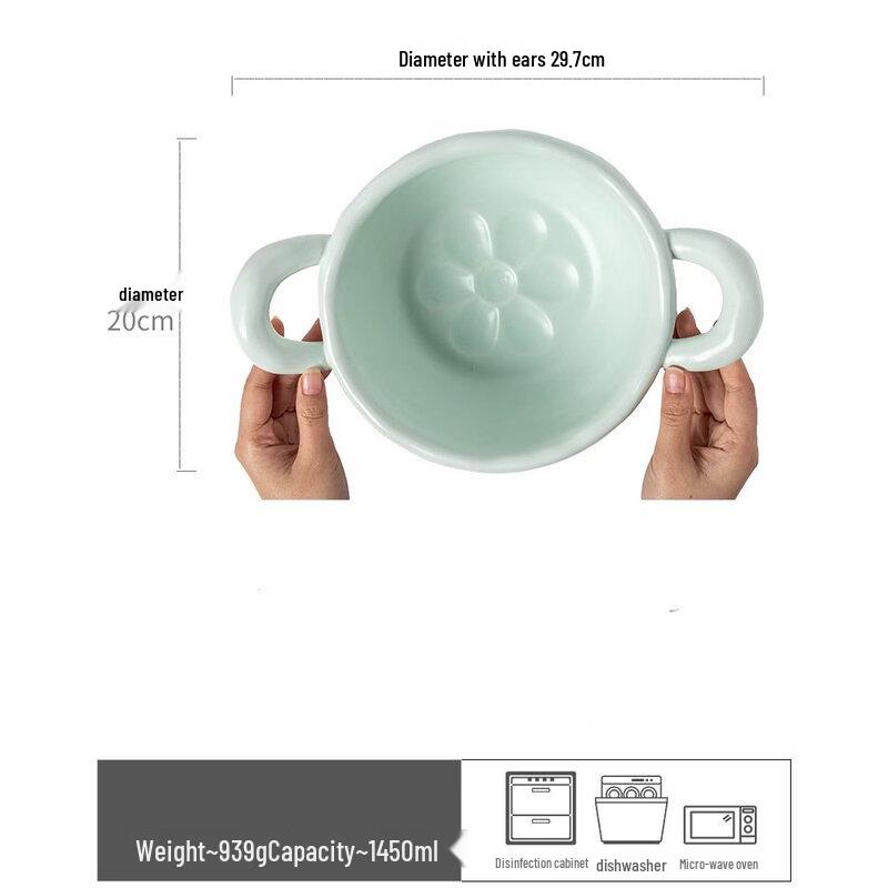 Abay Irregular Hand-Pinched Ceramic Double-Handle Bowl