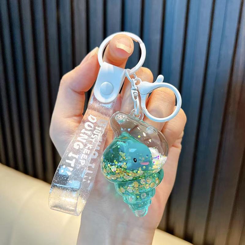 Snäcka Sand Flytande Flaska Nyckelring - Söt Docka Prydnad Hänge