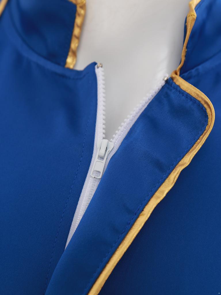 Mens Priest Robe Costume Stand Collar Long Sleeve Front Zip Design Gold Cross Cassock Catholic Halloween Cosplay Vestments