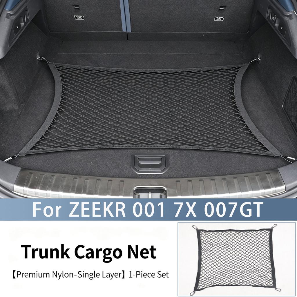 For NEW ZEEKR 001 7X 007GT 8X 9X Trunk Storage Net Bag with Anti-Slip Fixation Secure Hanging Automotive Interior Accessories