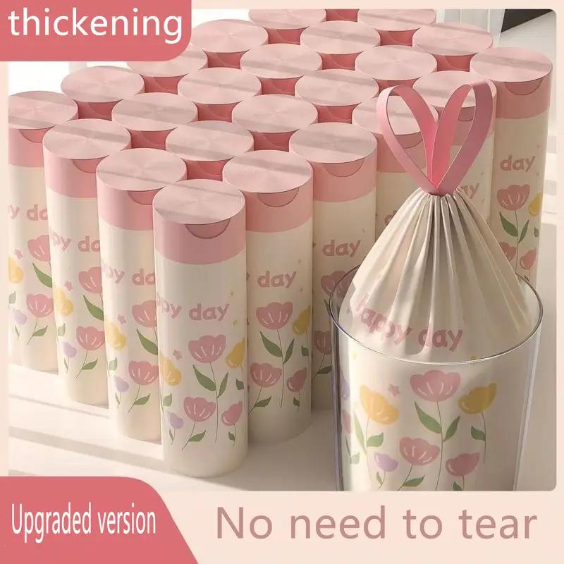 50/30/10PCS Cute Tear-free Garbage Bag Household Thickened Portable Kitchen Large Disposable Clean Drawstring Enlarged Garbage Bag