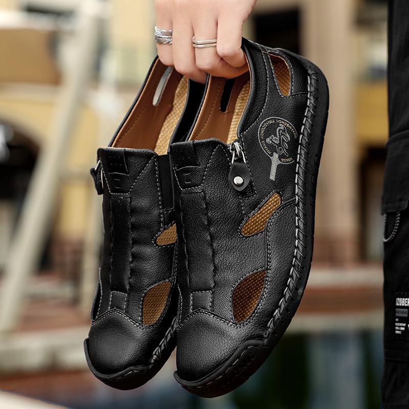 Mode Atmungsaktive Herren Slipper Ausgeschnitten Sommer Loafer Herren Freizeit Lederschuhe Heißer Verkauf Freizeitspaziergang Mokassins Wanderschuhe