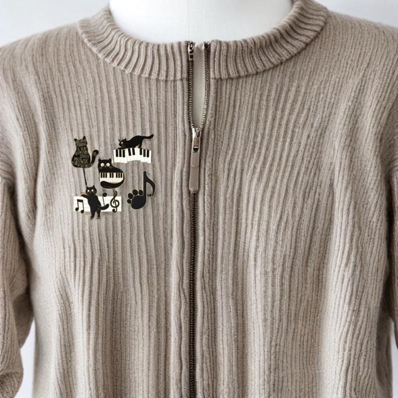 5-teiliges Set schwarze Katzen-Emaille-Broschen Kreative Rucksack-Modepins