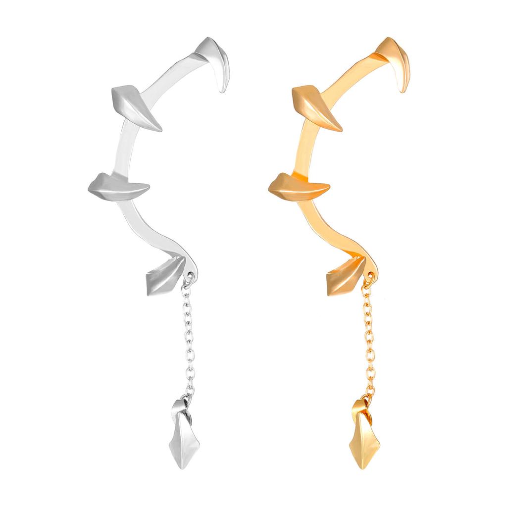 Shiny-Ear Cuff Wrap Left Ear Clip Earring Devils Fang Ear Bone Clip Ear Hook Single Halloween Earring Women Girl Teen