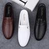 Men Half Loafers Genuine Leather Slippers Loafer Slides Breathable Mules for Man Lightweight Breathable Dress Shoes 2024