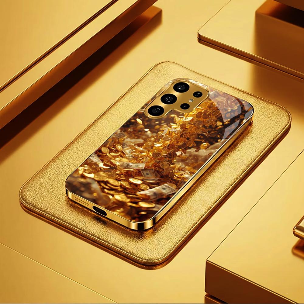 Wealth Protection High-end PhoneCase Electroplated Glass PhoneCase for Samsung Galaxy S26 S25 S24 S23 S22 S21 FE,Ultra,Plus