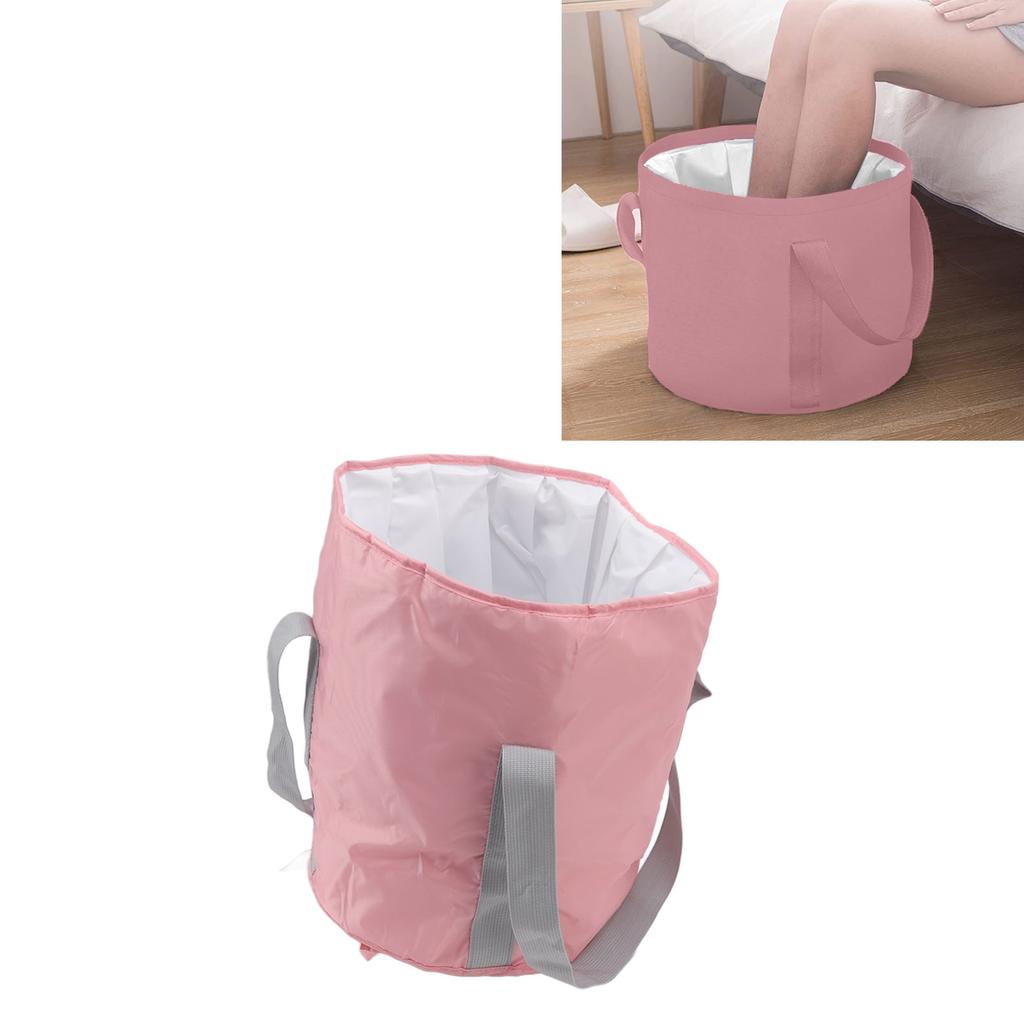 Foldable Foot Tub Polyester Double Layer Collapsible Camping Bucket with Storage Bag for Outdoor