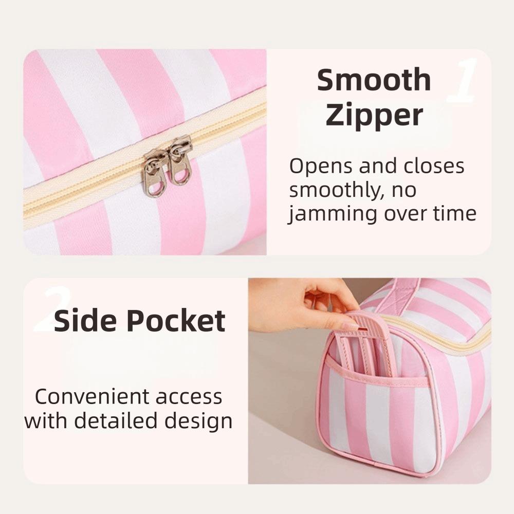 Striped Travel Storage Case Large Capacity Makeup Organizer Bag Travel Toiletry Bag Home Storage