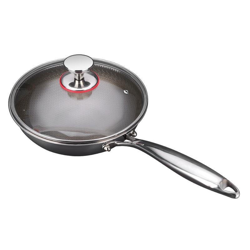 Ti Titanium Wok 26cm Kitchen Household Wok Non-stick Pan Three-layer Steel No Pick Stove Titanium Alloy Round Bottom