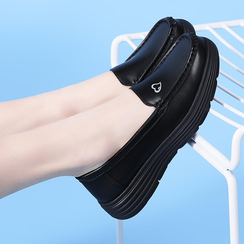 Women’s Moccasins Black Loafers Leather Driving White Casual Slip On Walking Shoes Nurse Shoes